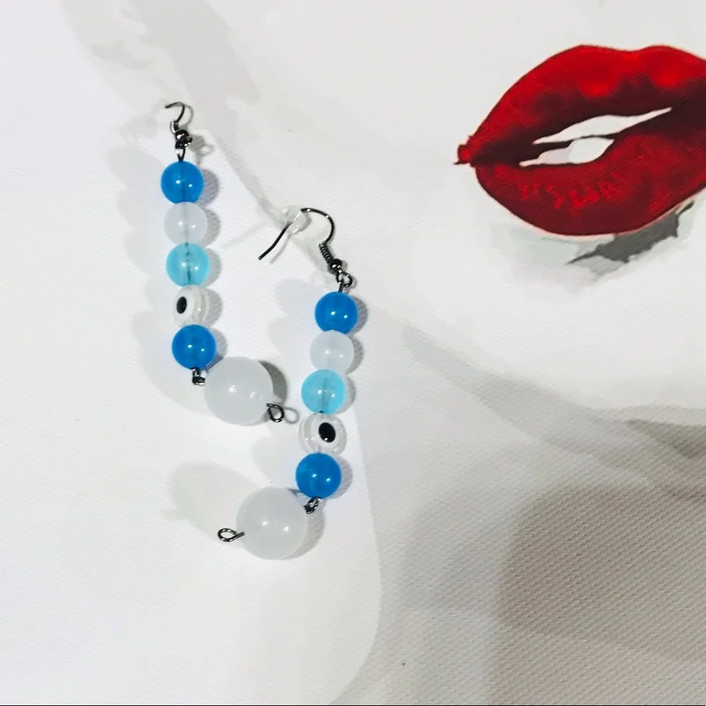 Glow in the Dark Blue Evil Eye Earrings Totem Spiritual Metaphysical Mystic NEW